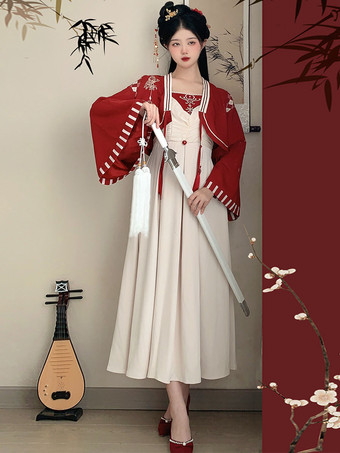 中国風のロリータ衣装エクリュ ホワイト長袖ドレス オーバー コート