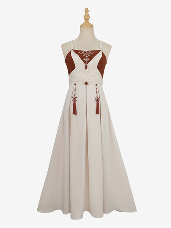 中国風のロリータ衣装エクリュ ホワイト長袖ドレス オーバー コート