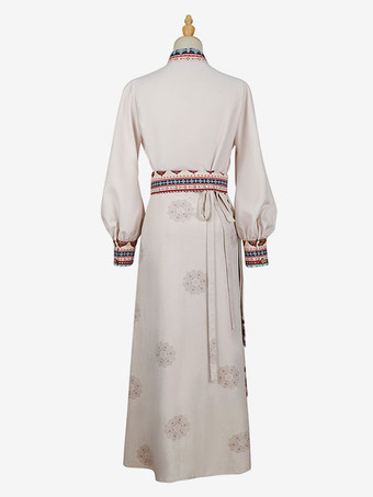 牧歌的なスタイルのロリータ衣装ホワイト ジャカード フリンジ長袖オーバー コート トップ