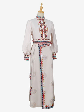 牧歌的なスタイルのロリータ衣装ホワイト ジャカード フリンジ長袖オーバー コート トップ