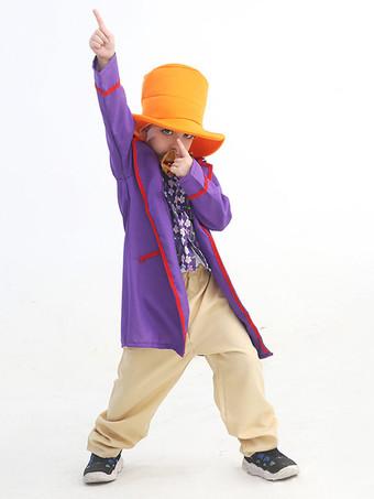 Charlie and the Chocolate Factory Cosplay Willy Wonka Purple Kid Cosplay  Costumes 