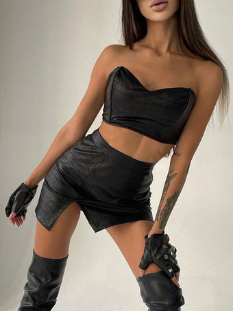 Completo coordinato in similpelle da due pezzi per la serata 2025