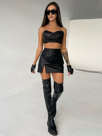 Completo coordinato in similpelle da due pezzi per la serata 2025