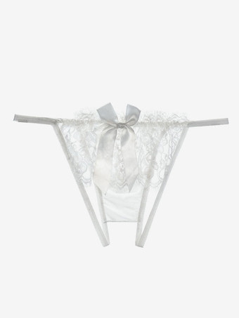 クロッチレス セクシーなパンティー女性白 1 ピース レース下着弓ランジェリー