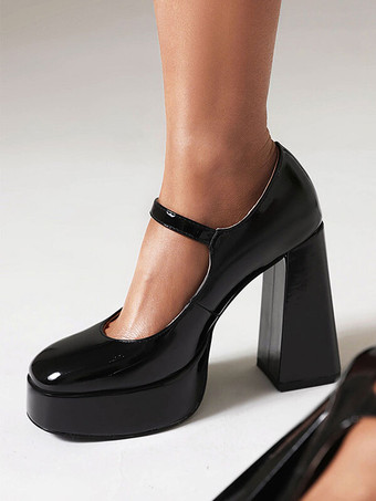 Tacchi alti da donna Scarpe vintage Piattaforma Tacco grosso Mary Jane Pumps