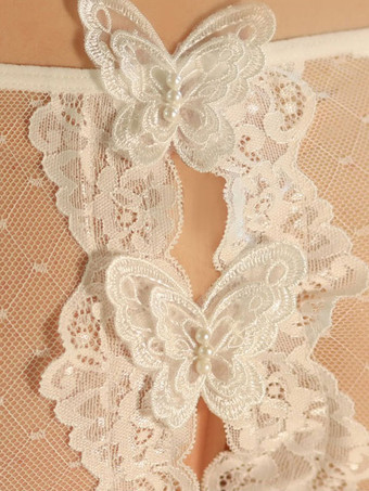 女性のセクシーなパンティー ホワイト 1 ピース レース下着弓ランジェリー