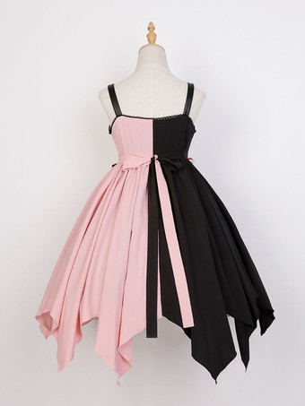 ゴスロリ ドレス グロメット レースアップ ツートンカラー ブラック ブラック