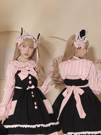ピンク甘いロリータ ブラウス フリル ロリータ トップ長袖ブラウス ホワイト ロリータ シャツ