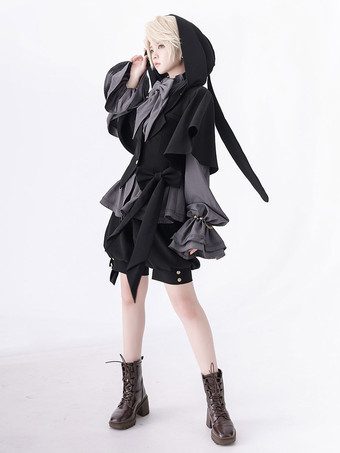 オーバーコート ゴスロリ王子ファッション ブラックメタル ポリエステル 前売り