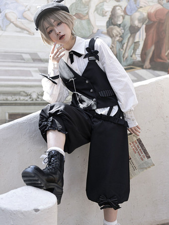 【予約販売】ゴスロリ王子ファッションブルマ 黒フリルクロップドショーツ