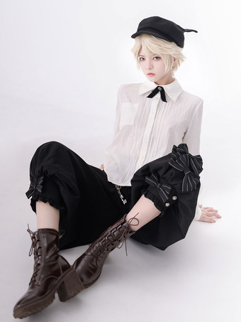 【予約販売】ゴスロリ王子ファッションブルマ 黒フリルクロップドショーツ