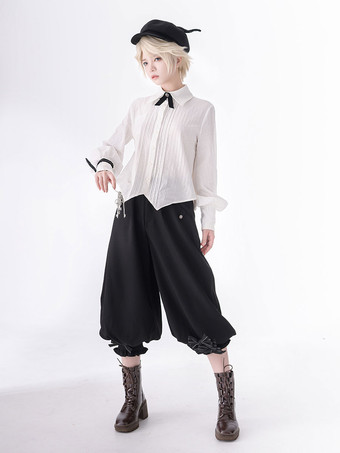 【予約販売】ゴスロリ王子ファッションブルマ 黒フリルクロップドショーツ