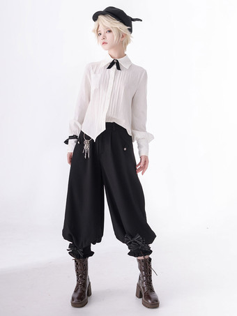 【予約販売】ゴスロリ王子ファッションブルマ 黒フリルクロップドショーツ