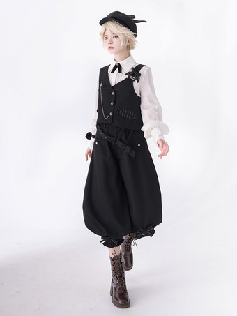 【予約販売】ゴスロリ王子ファッションブルマ 黒フリルクロップドショーツ