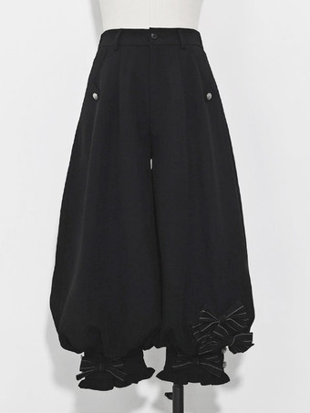 【予約販売】ゴスロリ王子ファッションブルマ 黒フリルクロップドショーツ