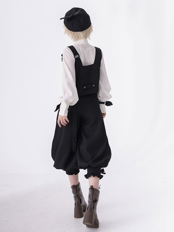 【予約販売】ゴスロリ王子ファッション 黒非対称肩紐チョッキ