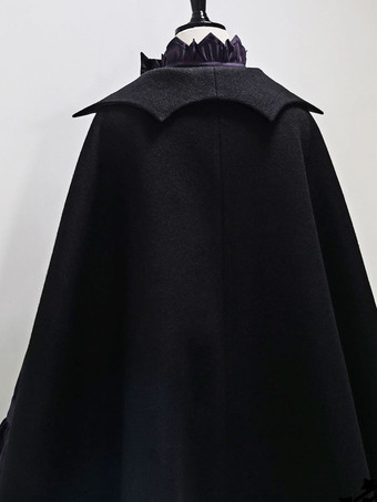 【先行販売】ゴスロリ王子ファッションケープ黒ポリエステルリボン冬アウター