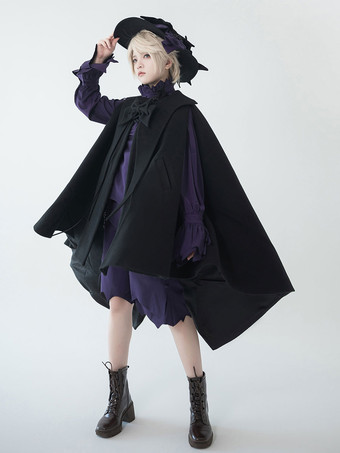【先行販売】ゴスロリ王子ファッションケープ黒ポリエステルリボン冬アウター