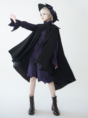 【先行販売】ゴスロリ王子ファッションケープ黒ポリエステルリボン冬アウター