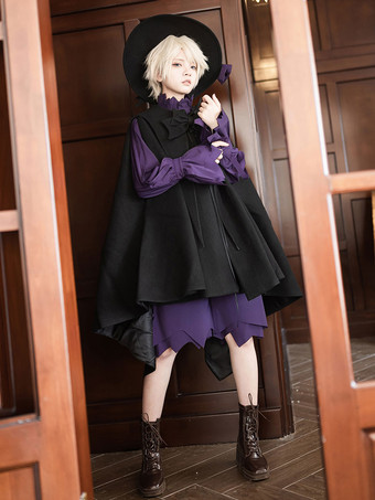 【先行販売】ゴスロリ王子ファッションケープ黒ポリエステルリボン冬アウター