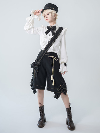 【Предварительная продажа】 Модная рубашка Gothic Lolita Ouji с длинными рукавами и бантами  оборками