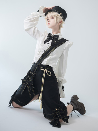 【先行販売】ゴスロリ王子ファッション長袖リボンフリルシャツ