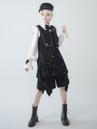 【先行販売】ゴスロリ王子ファッション長袖リボンフリルシャツ