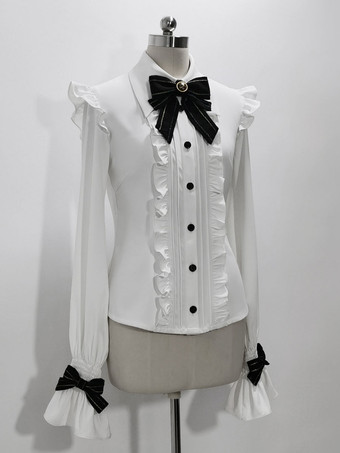 【先行販売】ゴスロリ王子ファッション長袖リボンフリルシャツ