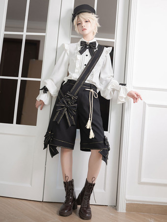 【先行販売】ゴスロリ王子ファッション ブルマ リボン ストレート 黒 ショーツ