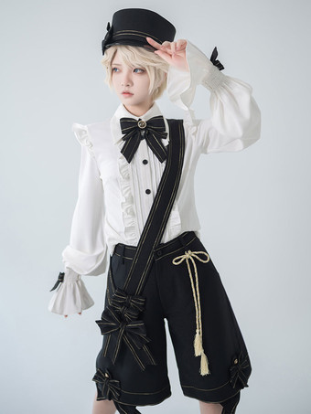 【先行販売】ゴスロリ王子ファッション ブルマ リボン ストレート 黒 ショーツ