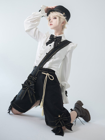 【先行販売】ゴスロリ王子ファッション ブルマ リボン ストレート 黒 ショーツ
