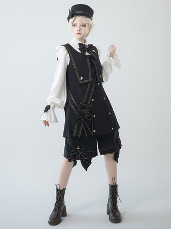 【先行販売】ゴスロリ王子ファッション ブルマ リボン ストレート 黒 ショーツ