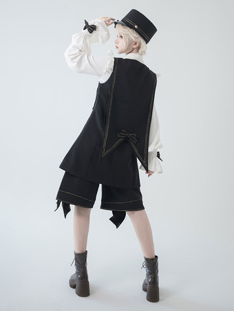 【先行販売】ゴスロリ王子ファッション ブルマ リボン ストレート 黒 ショーツ