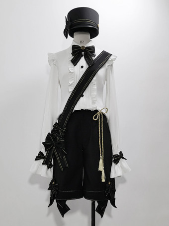 【先行販売】ゴスロリ王子ファッション ブルマ リボン ストレート 黒 ショーツ
