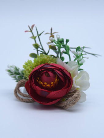 レッド 花嫁介添人の結婚式の手首の花