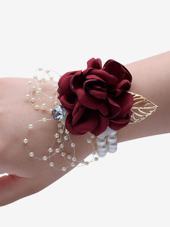 BordeauxFiori da polso da sposa per damigelle d'onore