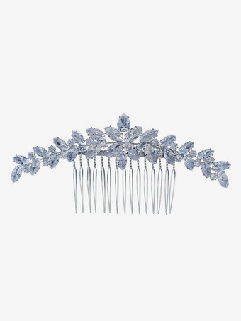 シルバー ヘッドピース ウェディング コーム メタル ブライダル ヘアアクセサリー