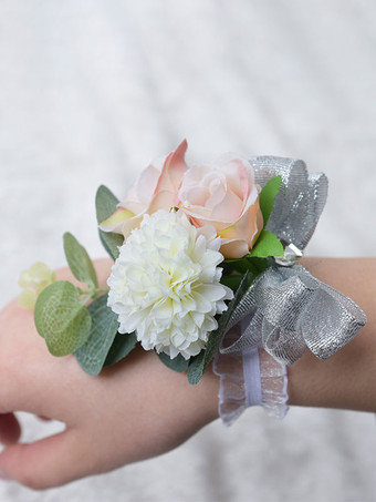 新郎と新婦のブライドメイド花 結婚式の花ブーケ花婿の付添人の手首の花