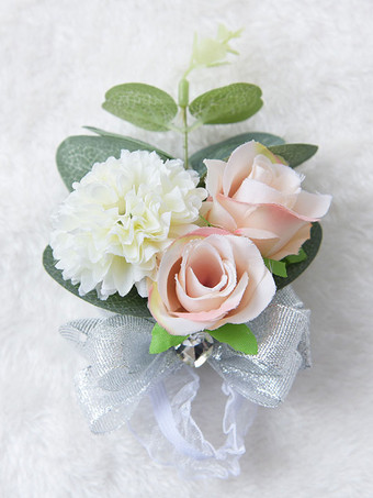 新郎と新婦のブライドメイド花 結婚式の花ブーケ花婿の付添人の手首の花