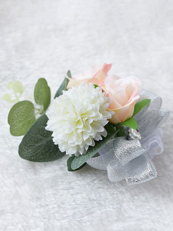 新郎と新婦のブライドメイド花 結婚式の花ブーケ花婿の付添人の手首の花