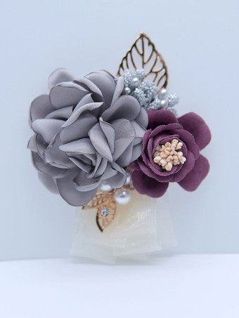 グレイ花嫁ブライドメイド花婿付添人胸花