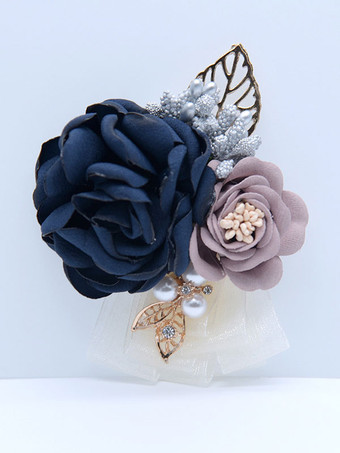 ダークネイビー花嫁ブライドメイド花婿付添人胸花