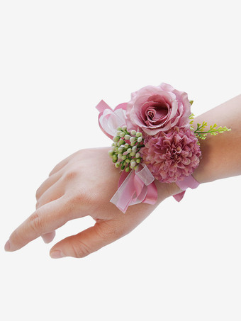 フクシア 結婚式 新郎 新婦 花 手首の花