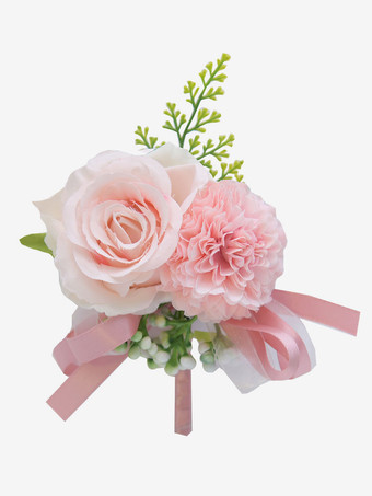 ピンク結婚式 新郎新婦 絹布 シミュレーションフラワー 胸花