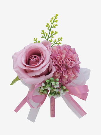 フクシア 結婚式 新郎新婦 絹布 シミュレーションフラワー 胸花