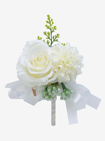 Свадьба Жених Невеста Шелковая Ткань Моделирование Цветок Грудь Цветок