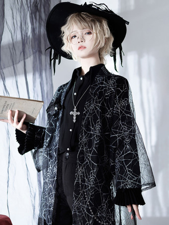 先行販売ゴスロリ カバーアップ ブラック コート ポリエステル ロリータ アウター