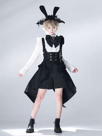 先行販売ゴスロリ ブルマ ストライプ ストレート ブラック ロリータ パンツ