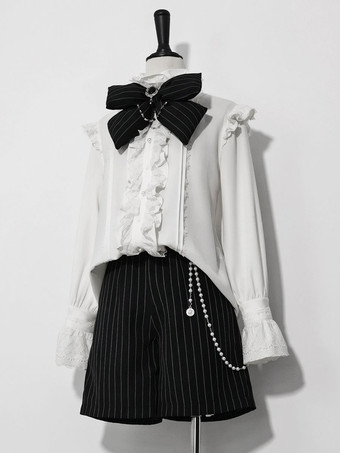 Gothic Lolita Blouses Ruffles Lolita Top Long Sleeves Blouse White Lolita Shirt