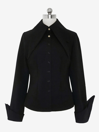 先行販売ゴシックロリータ ブラウス長袖ブラウス ジャカード ロリータ トップ黒ロリータ シャツ